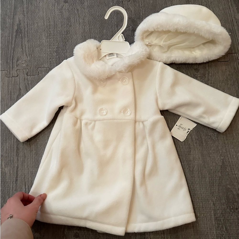 Baby Girl white coat with hat